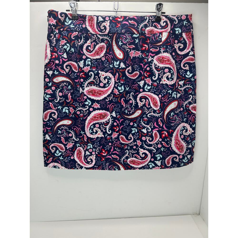 Talbots Paisley Floral Pencil Skirt Navy/Red/White/Pink Women 14 NWT Nautical
